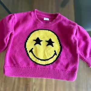 GAP Kids Pink Sweater with Yellow Smiley Face
